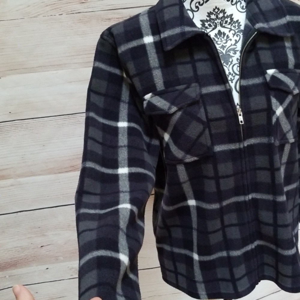 3/$28 Gap fleece plaid Unisex Jr Jacket Sz L - Picture 5 of 8